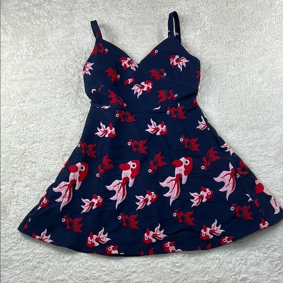 Jinye Original Design Betta fish novelty print fit and flare dress, size L - Picture 3 of 9